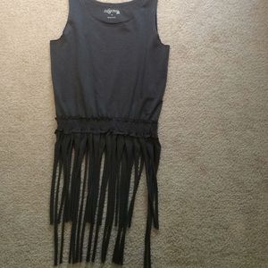 Jak & Peppar Boho slate fringed shirt